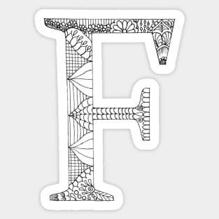 Henna Alphabet F / Henna Letter F - Black Henna Line Art Sticker